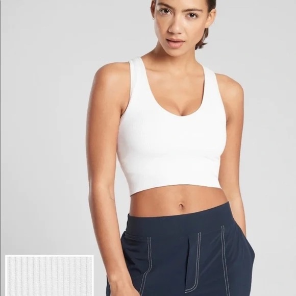 Athleta Tops - AURORA SEAMLESS CROP RIB TANK, BRA SIZE MEDIUM (M), WHITE